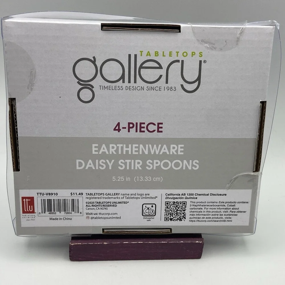 Tabletops Gallery Daisy Stir Spoons Flowers Set of Four Coffee Tea Spice‎